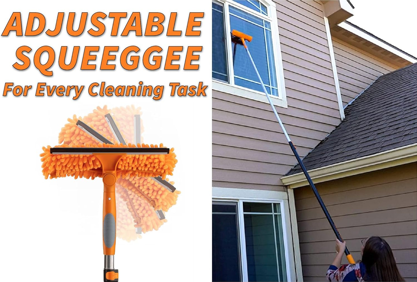 5-24ft Window Washing Kit with Extension Pole (30+ Foot Reach) // Window Cleaning Tool & Window Washer Squeegee with Telescopic Extension Pole // Best Indoor Outdoor Window Washing Equipment