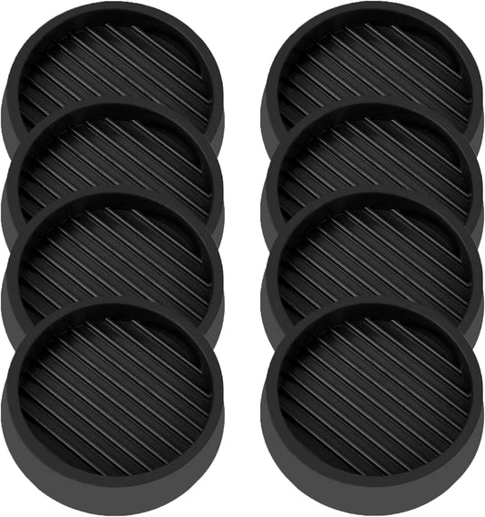 4X4 Round Rubber Caster Cups, Non Slip Furniture Pads, Anti-Slip Gripper, Anti Skid Furniture Feet, Anti Slide Floor Protector for Bed Couch Table Chair Stoppers (Black, 8 Pack)