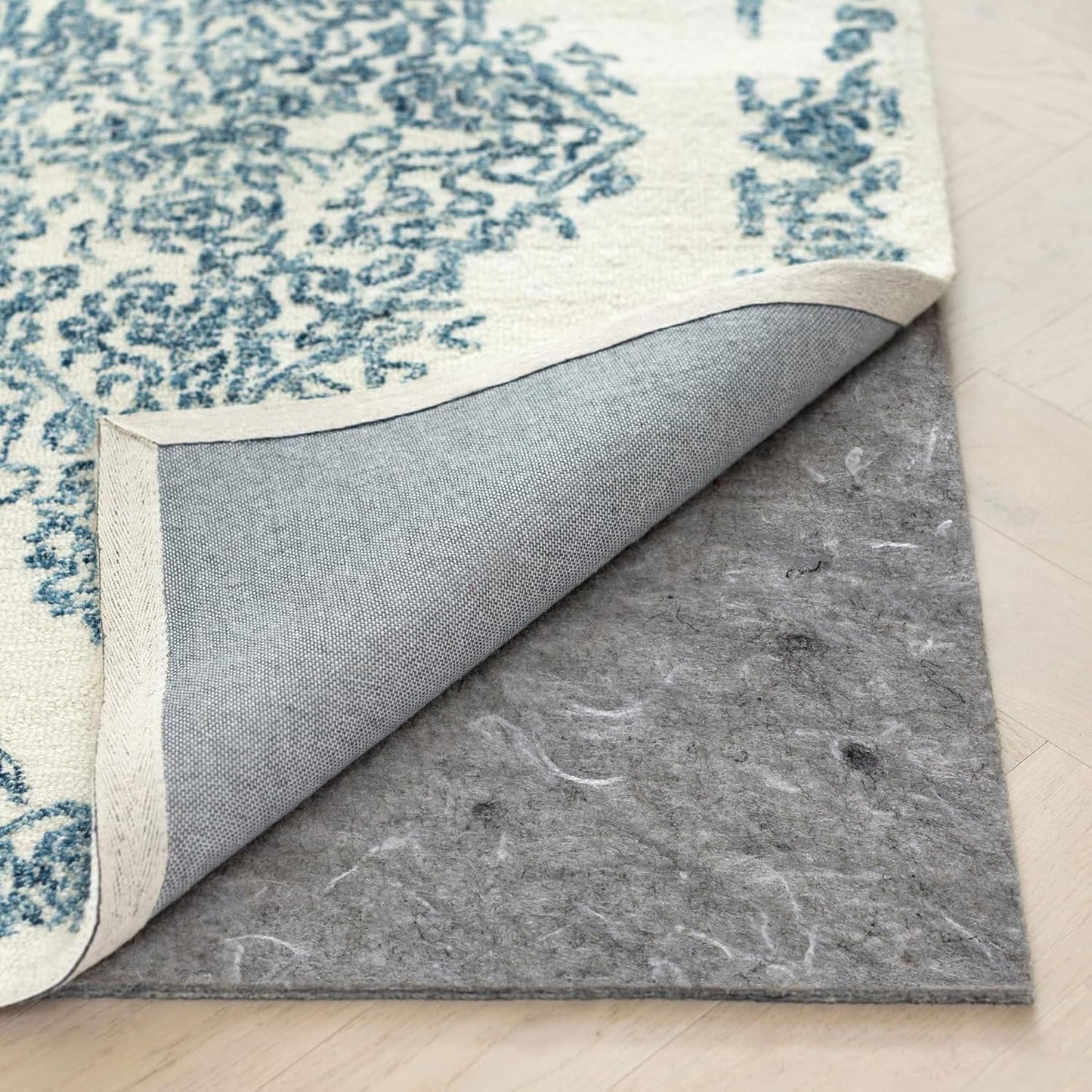 RUGPADUSA - Dual Surface - 11'x14' - 1/8" Thick - Felt + Rubber - Non-Slip Backing Rug Pad - Adds Low-Profile Comfort and Protection