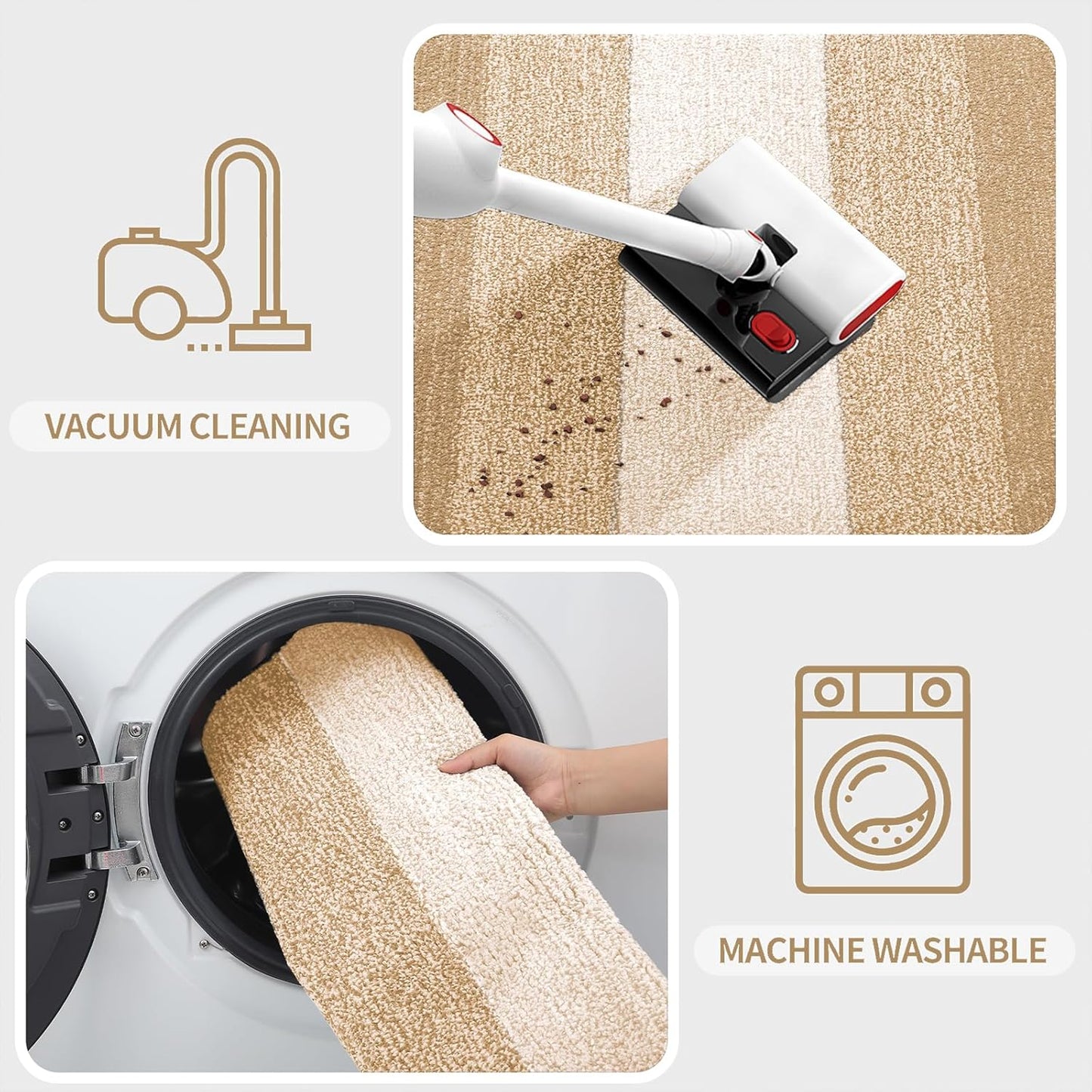 Kitinjoy Indoor Outdoor Door Mat, 36x24 Non-Slip Absorbent Dirt Trapper, Low-Profile Washable Inside Entrance Front Floor Mat, Sturdy Soft Entry Doormats for Entryway, Beige