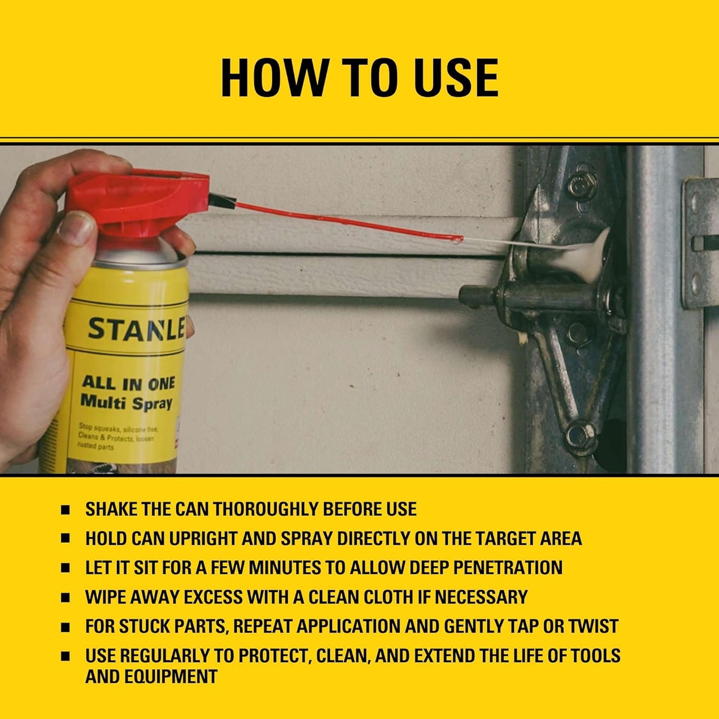 STANLEY T240 Corrosion Inhibitor Spray - Rust Remover&Cleaner Aerosol - Versatile Rust Prevention Spray for Garage, RV, Woodworking, Power Tools - 11 Oz, 12 Pack