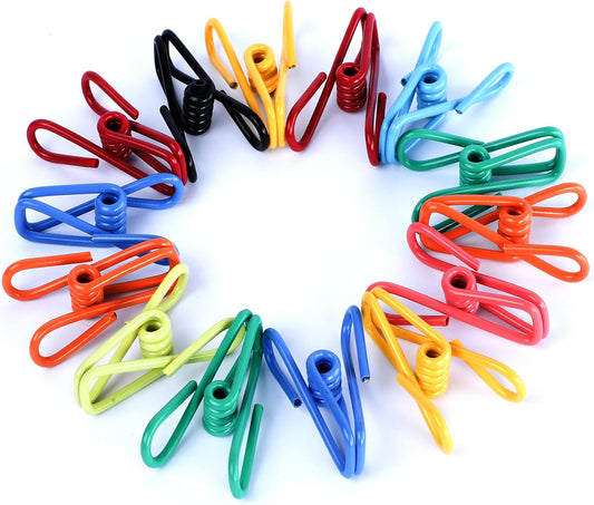 Riveda 30 Pack Assorted Chip Bag Clips Utility - PVC 2 Inch Coated Colorful Sealer for Sealing Food - Paper Holder, Clothesline Clip for Laundry Hanging, Kitchen Bags, Multipurpose Clothes Pins