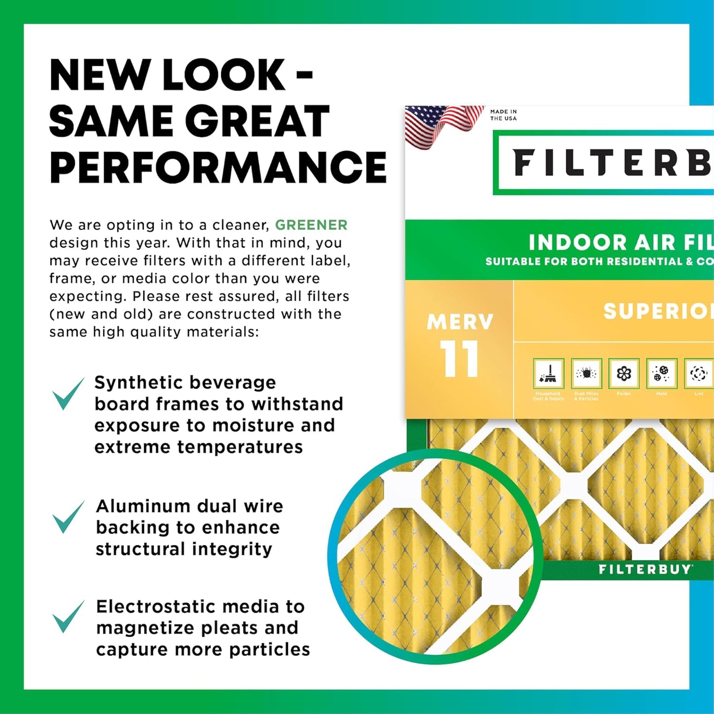 Filterbuy 14x18x1 Air Filter MERV 11 (MPR 1200) Allergen Defense Replacement (4-Pack), Electrostatic Pleated HVAC AC Furnace Filters, Made in USA (Actual Size: 13.50 x 17.50 x 0.75)