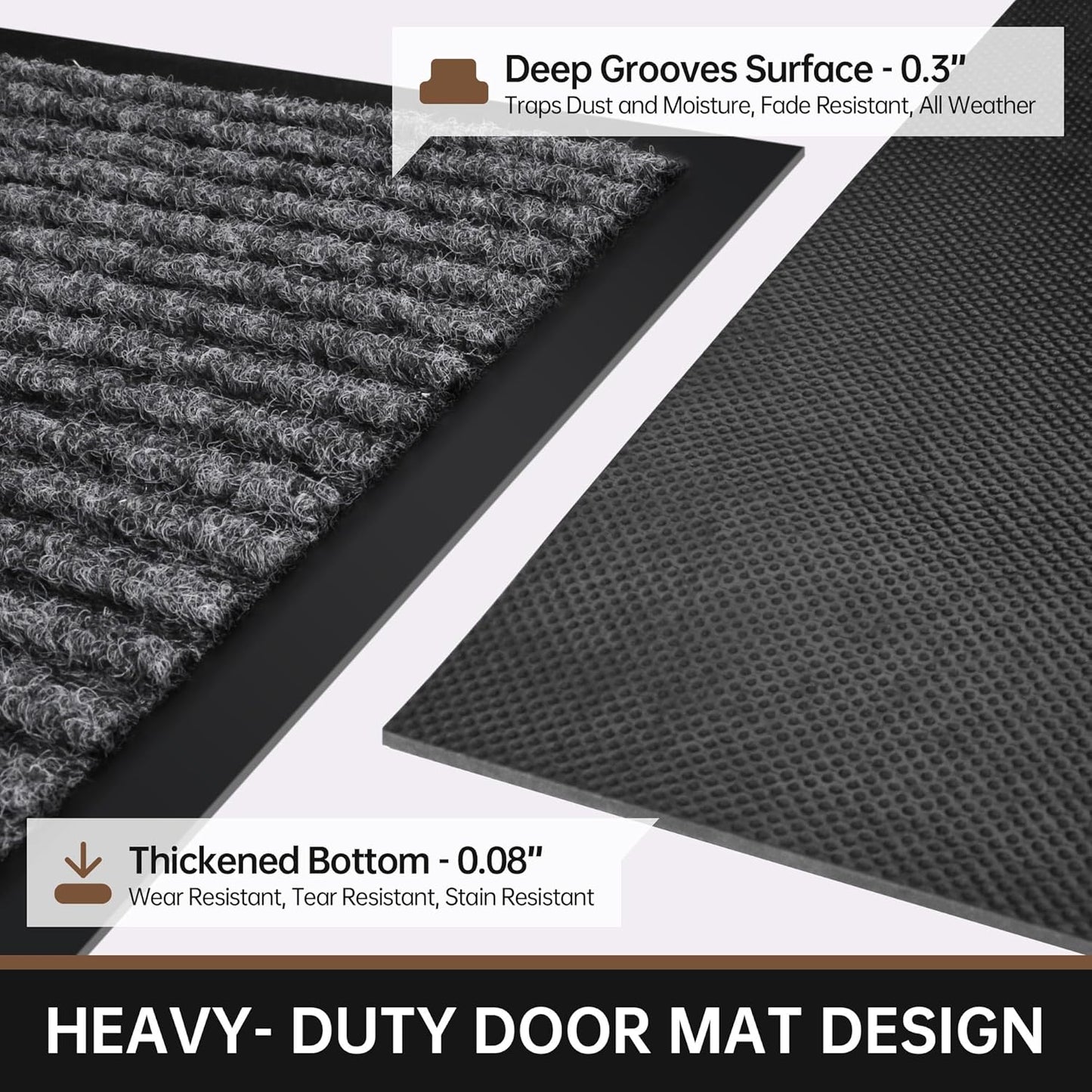 Front Door Mat, 96" x 48" Heavy Duty Indoor Outdoor Doormat, Non-Slip Welcome Mats for Entryway, Rubber Backing Low Profile Commercial Door Mats