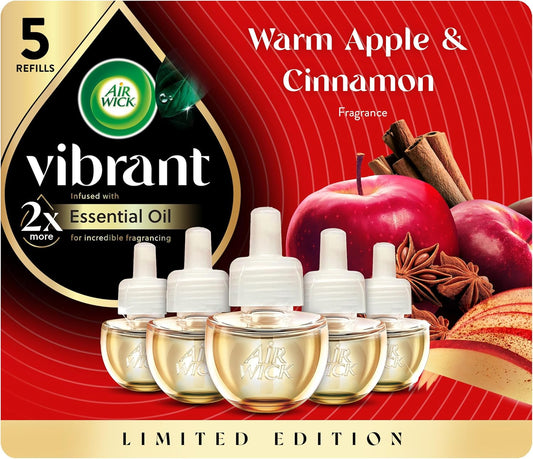 Air Wick Plug In Advanced Scented Oils Refills, Apple + Cinnamon, Fall Decorations for Home,Plug In Air Fresheners for Home,Pumpkin Spice,Fall Essential Oils, Pumpkin Decor,Room Freshener, 5 ct