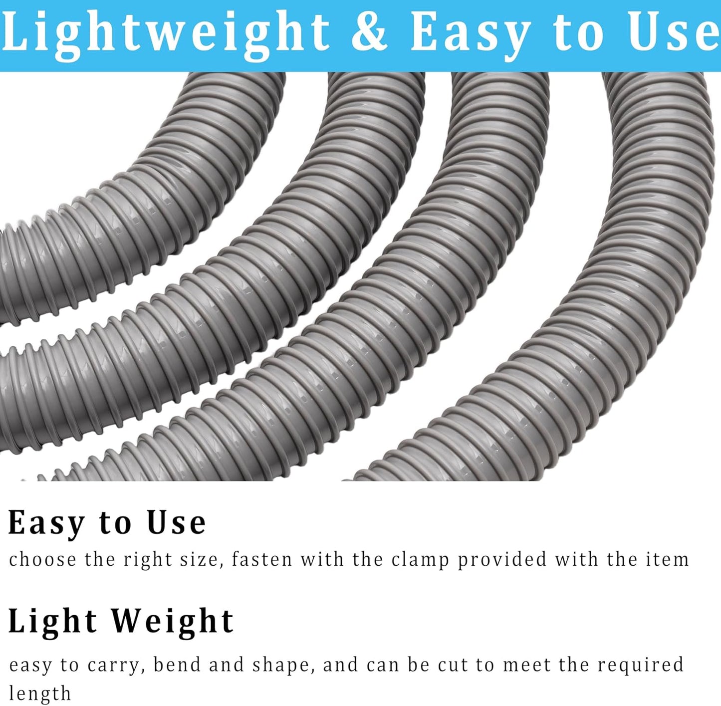 Dust Collection Hose 2.5 in × 5 ft Heavy Duty Flexible PVC Reinforced Thicken Helix Suction Discharge Corrugated Pipe Hose for Fume Dust Collector Fitting Wood Chip Saw (2.5 inch gray hose)