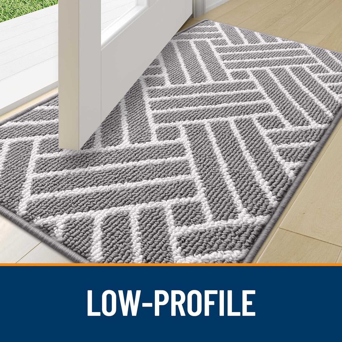 OLANLY Indoor Door Mat, 48x32 Inch, Dirt Resistant and Absorbent, Non-Slip Rubber Backing Floor Mats, Easy Clean Low-Profile Doormat for Entryway, Front Door, and Inside Entrance, Grey