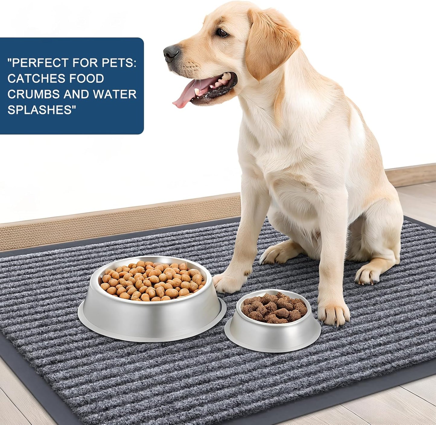 OLANLY Front Door Mat Indoor Outdoor Entrance, Waterproof Heavy Duty Doormat, Fade Resistant, Low Profile, Easy Clean Patio Porch Welcome Floor Mats for Entry, 71x47, Light Gray