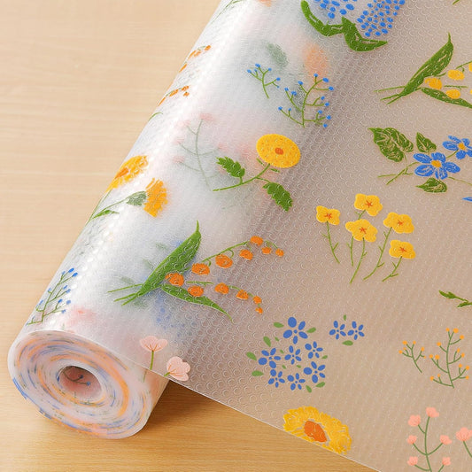 INNOLITES Non-Slip Shelf Liner – Cabinet & Drawer Liner Non-Adhesive – Waterproof Oil-Proof – Durable EVA with Floral for Kitchen Cabinets Refrigerator – BPA-Free, Easy to Cut 23.6" x 236"