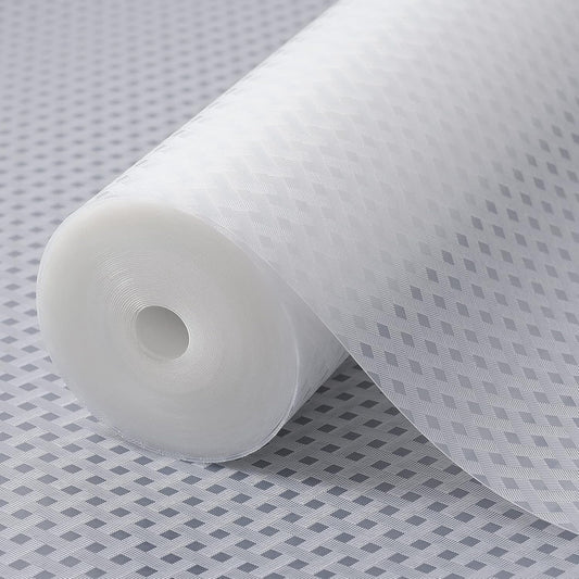 Shelf Liners for Kitchen Cabinets Refrigerator Liners Waterproof Kitchen Cupboard Liner Durable Plastic Drawer Mats EVA Material Non Adhesive Fridge Mats for Shelves - Clear 17.5 x 236.2 Inches