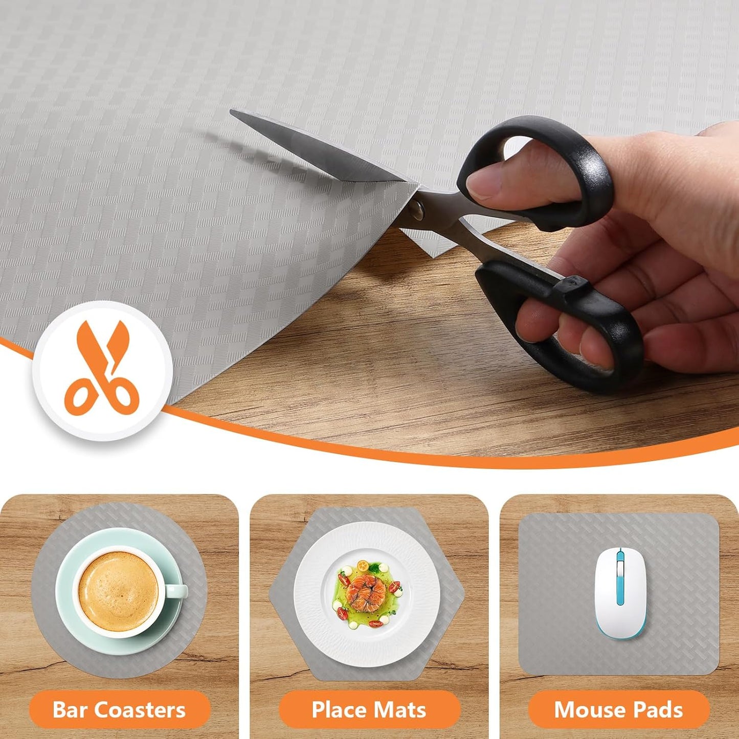 Light Gray Shelf Liners for Kitchen Cabinets Refrigerator Liners Waterproof & Oil-Proof Kitchen Cupboard Liner Drawer Mats EVA Material Non Adhesive Fridge Liner for Shelves 23.6 x 393.7 Inches