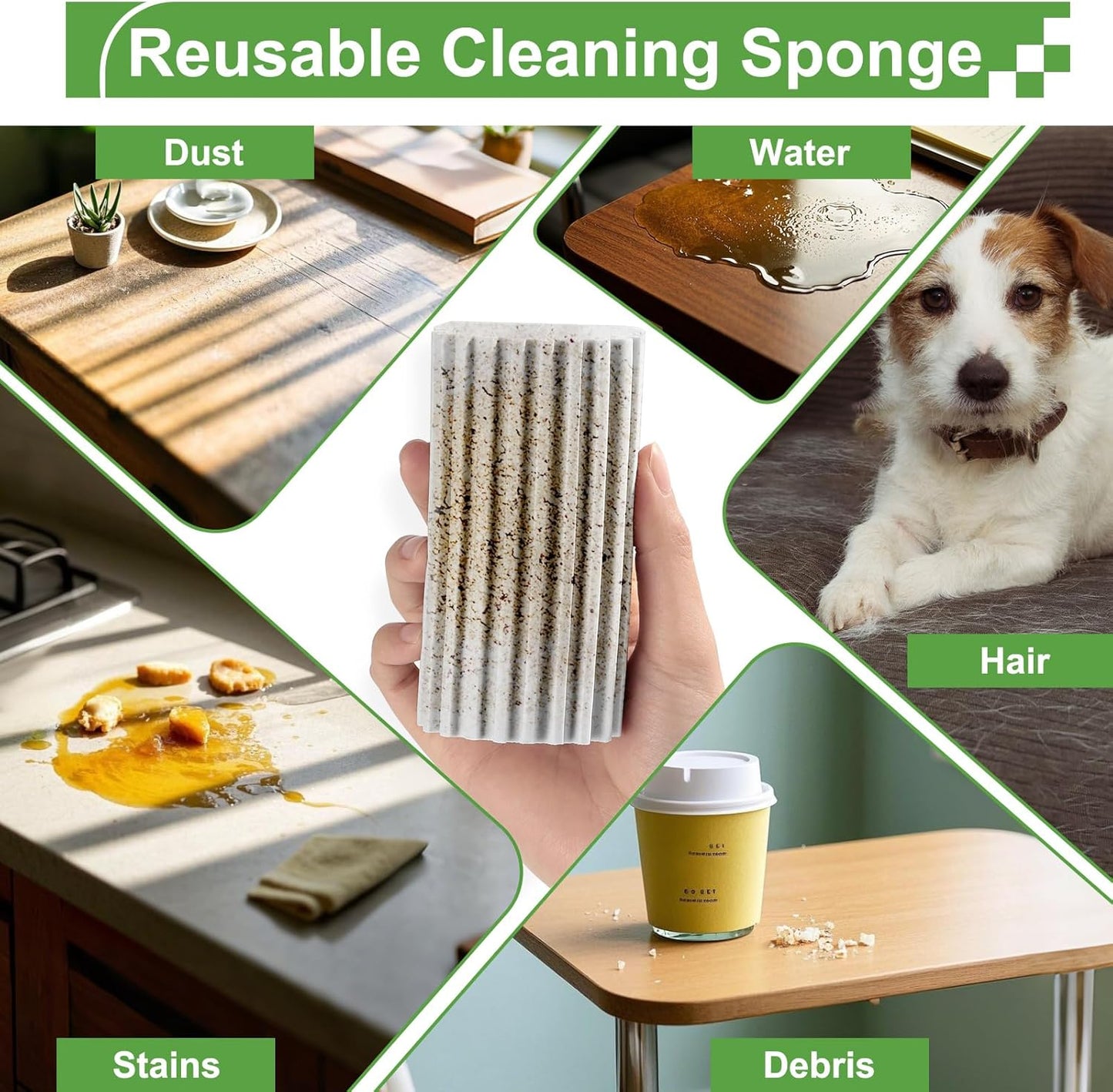 2-Pack Damp Clean Duster Sponge, Sponge Cleaning Brush, Duster for Cleaning Blinds, Glass, Baseboards, Vents, Railings, Mirrors, Window Track Grooves and Faucets