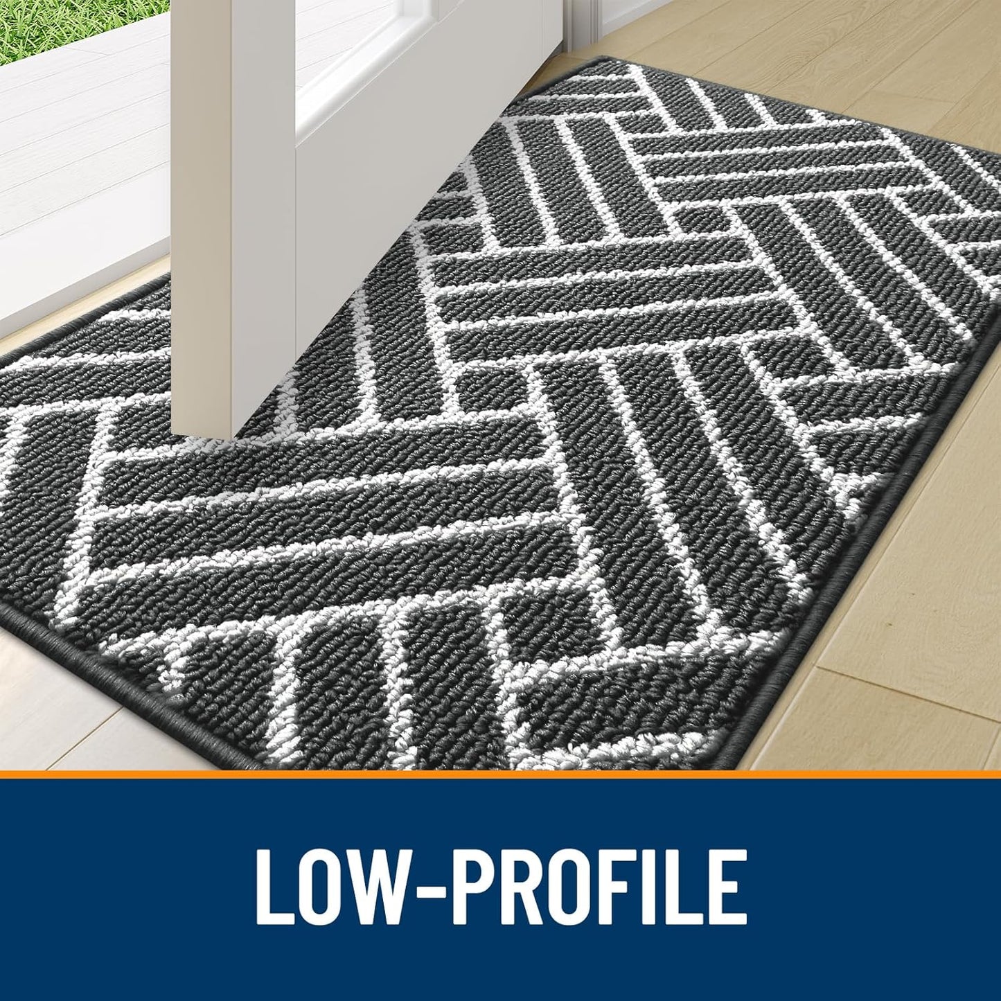 OLANLY Indoor Door Mat, 48x32 Inch, Dirt Resistant and Absorbent, Non-Slip Rubber Backing Floor Mats, Easy Clean Low-Profile Doormat for Entryway, Front Door, and Inside Entrance, Charcoal