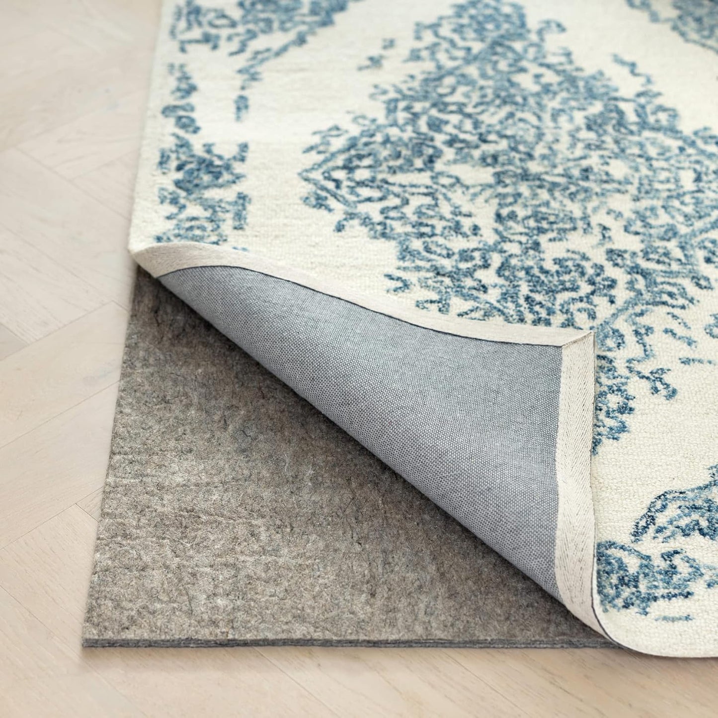 RUGPADUSA - Dual Surface - 6' Round - 3/8" Thick - Felt + Rubber - Enhanced Non-Slip Rug Pad - Adds Comfort and Protection - for Hard Surface Floors
