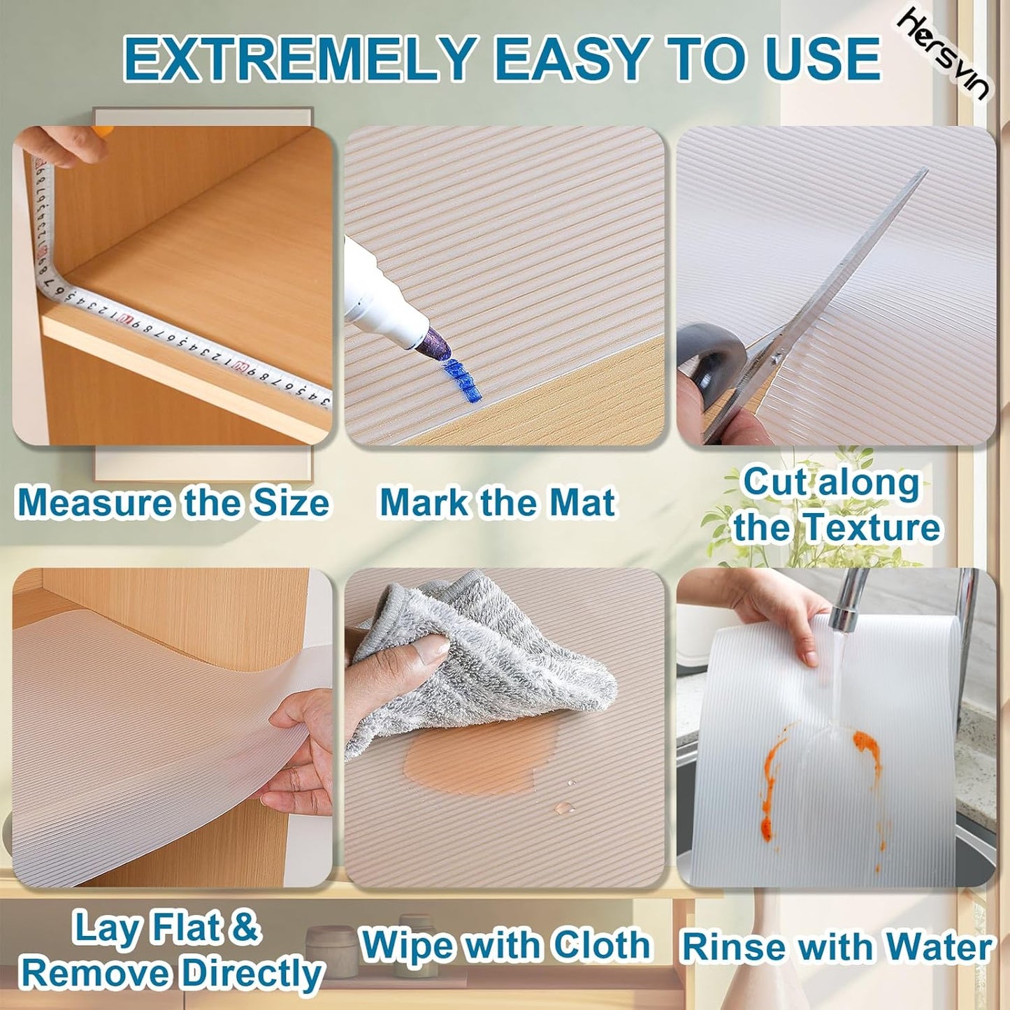 Shelf Liners 26 in x 20 ft EVA Drawer Mats, Non-Adhesive Cupboard Protector, Kitchen Cabinet Lining Fridge Liner (Clear Stripe, 66x610cm)