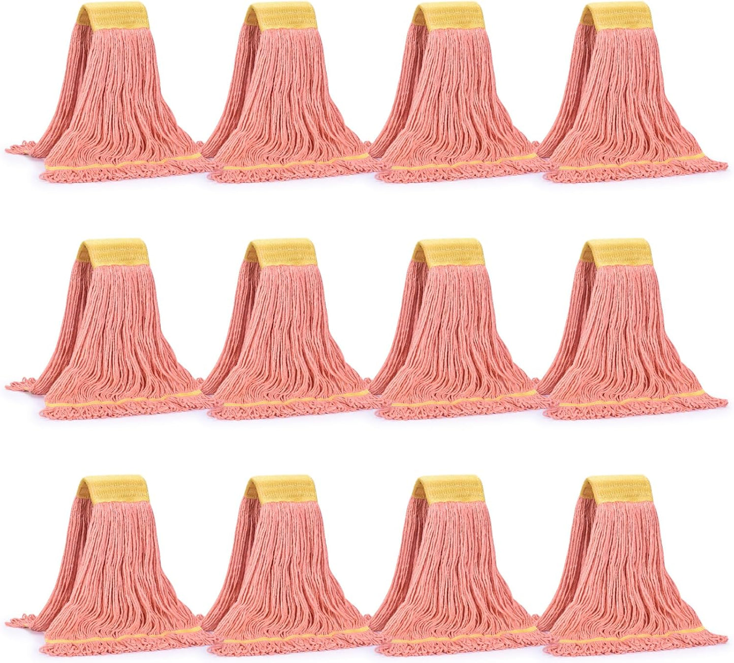 Matthew Cleaning Commercial Mop Head Replacement, 5 Inch Wide Headband, Looped End Cotton Blend String Wet Mops for Floor Cleaning, 18 oz Medium, Case Pack 12 Pcs Orange