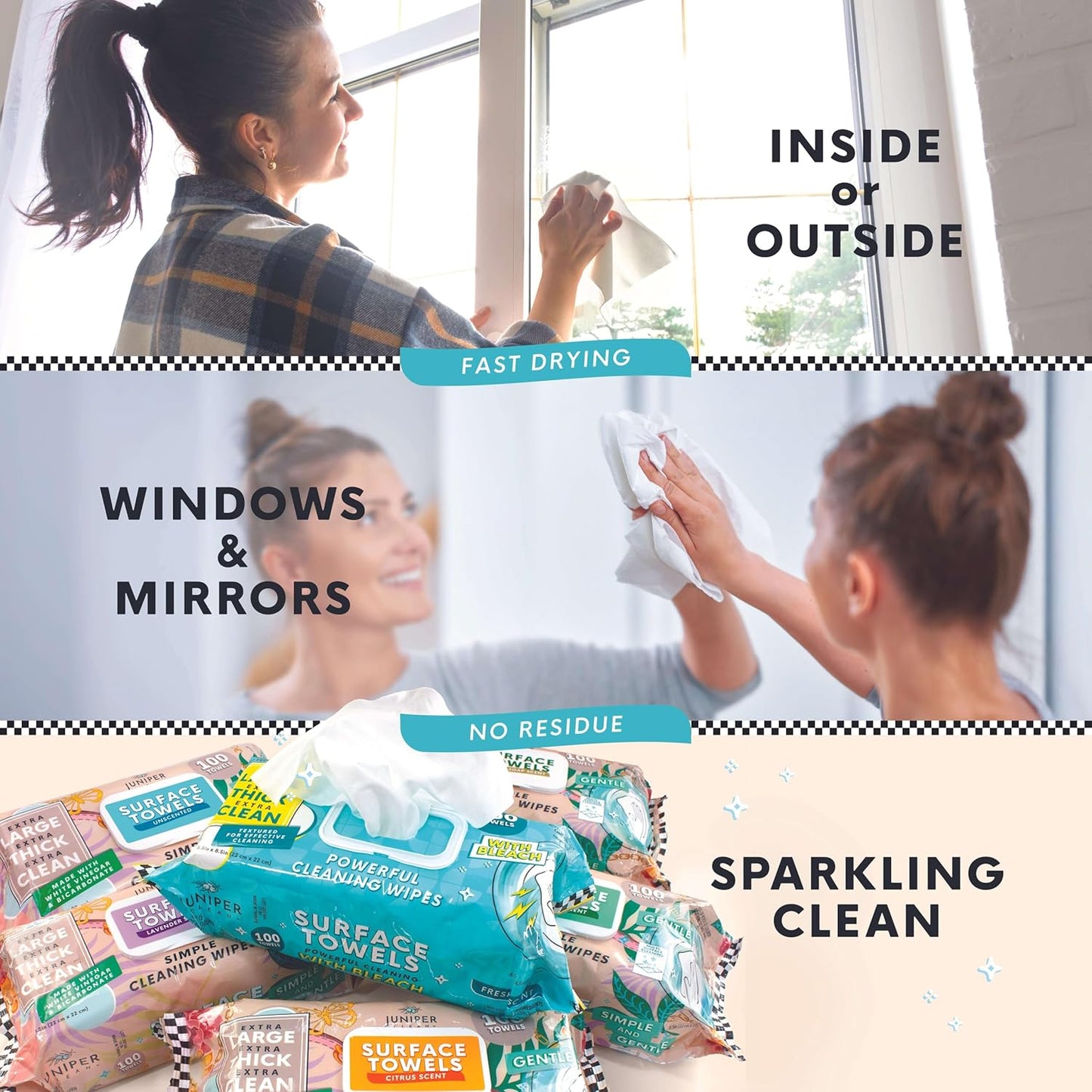 6 Packs Surface Cleaning Wipes Bleach Free, Thick & Large Dispose, All-Purpose Cleaner for Bathroom, Kitchen, Office, 100 Count Soft Flow, Biodegradable, No Scent