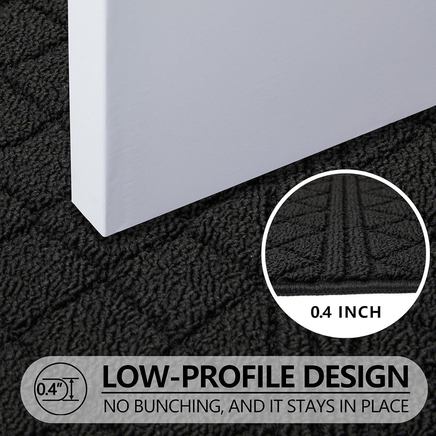 REFETONE Indoor Doormat, Front Back Door Mat 24"x36" Absorbent Rubber Backing Non Slip Door Mats, Low-Profile Resist Dirt Entrance Rugs, Machine Washable Door Rugs Inside Floor Mat for Entryway, Black