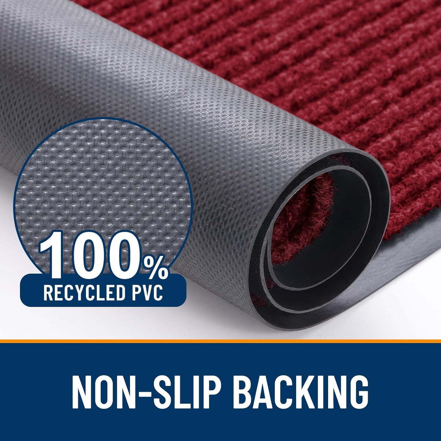 OLANLY Front Door Mat Indoor Outdoor Entrance, Waterproof Heavy Duty Doormat, Fade Resistant, Low Profile, Easy Clean Patio Porch Welcome Floor Mats for Entry, 59x24, Wine Red