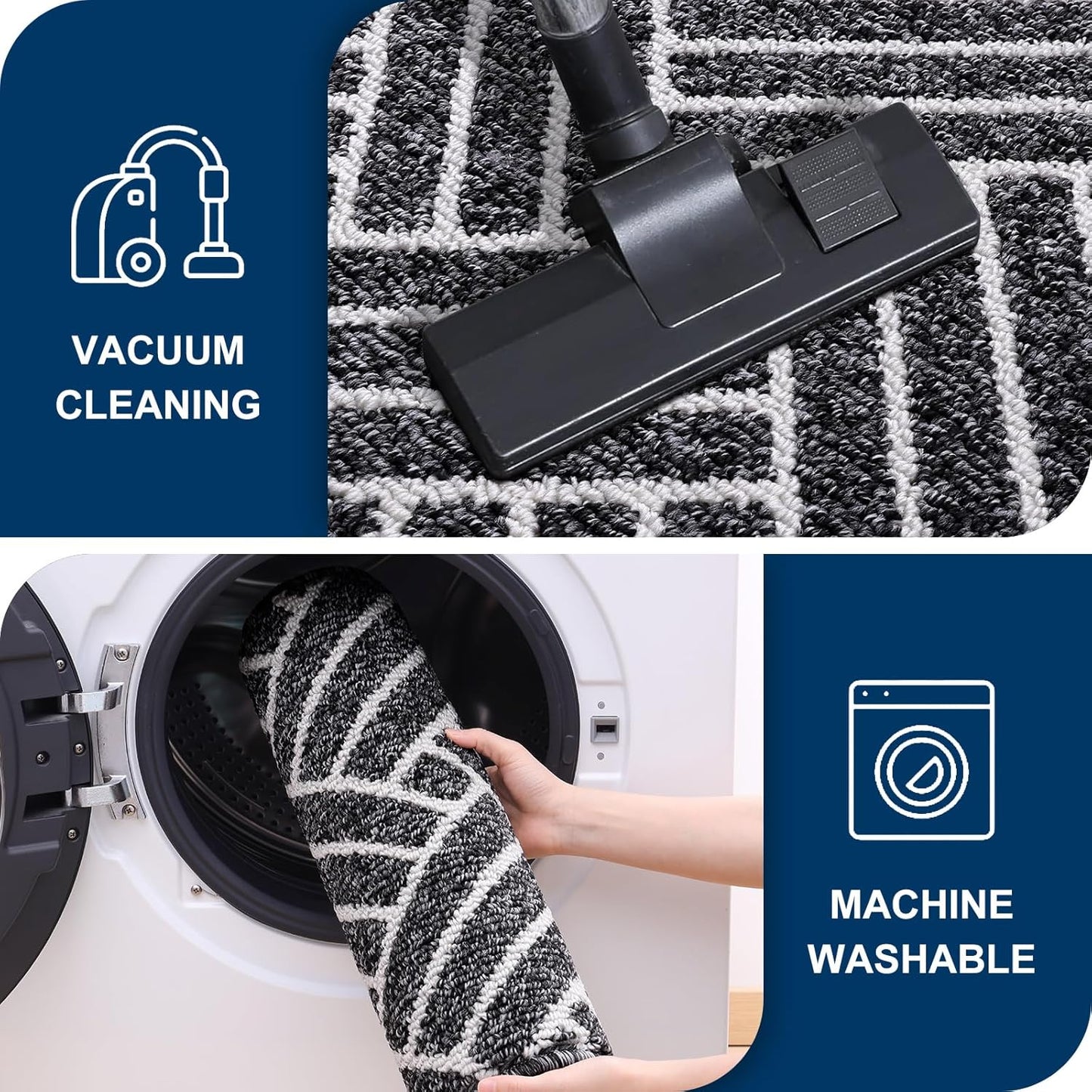 OLANLY Runner Indoor Door Mat, 70x23 Inch, Dirt Resistant and Absorbent, Non-Slip Rubber Backing Floor Mats, Easy Clean Low-Profile Doormat for Entryway, Front Door, and Inside Entrance, Black