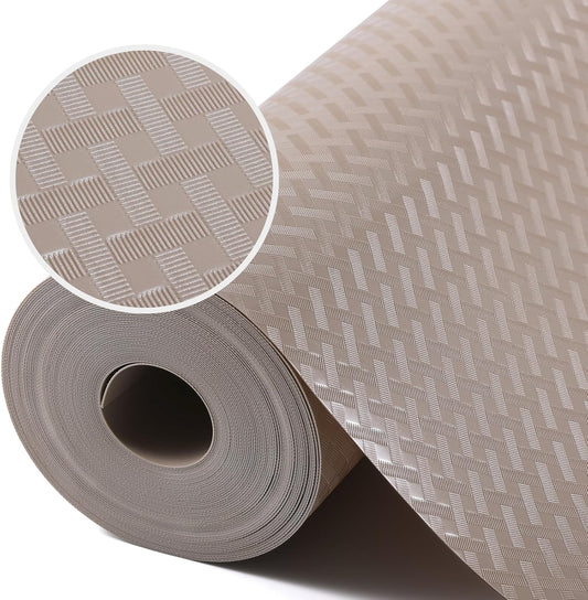 Shelf Liners for Kitchen Cabinets, Waterproof and Oil-Proof Kitchen Cupboard Liner, Refrigerator Liners and Plastic Drawer Mats EVA Non Adhesive Shelves, Fridge - Beige 17.5 x 236.2 Inches x 2 Rolls
