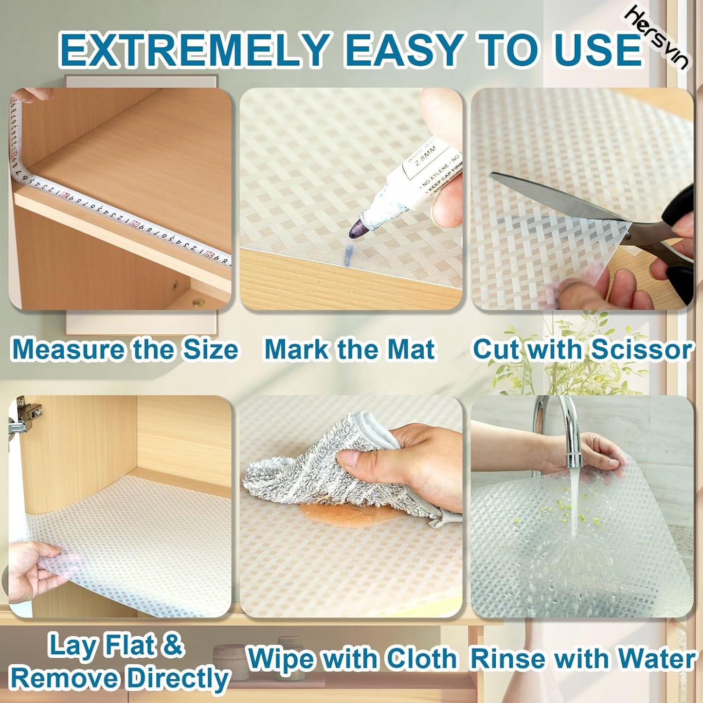 Shelf Liners 20 in x 20 ft EVA Drawer Mats, Non-Adhesive Cupboard Protector, Kitchen Cabinet Lining Fridge Liner (Clear Crossed Stripe, 50.8x610cm)