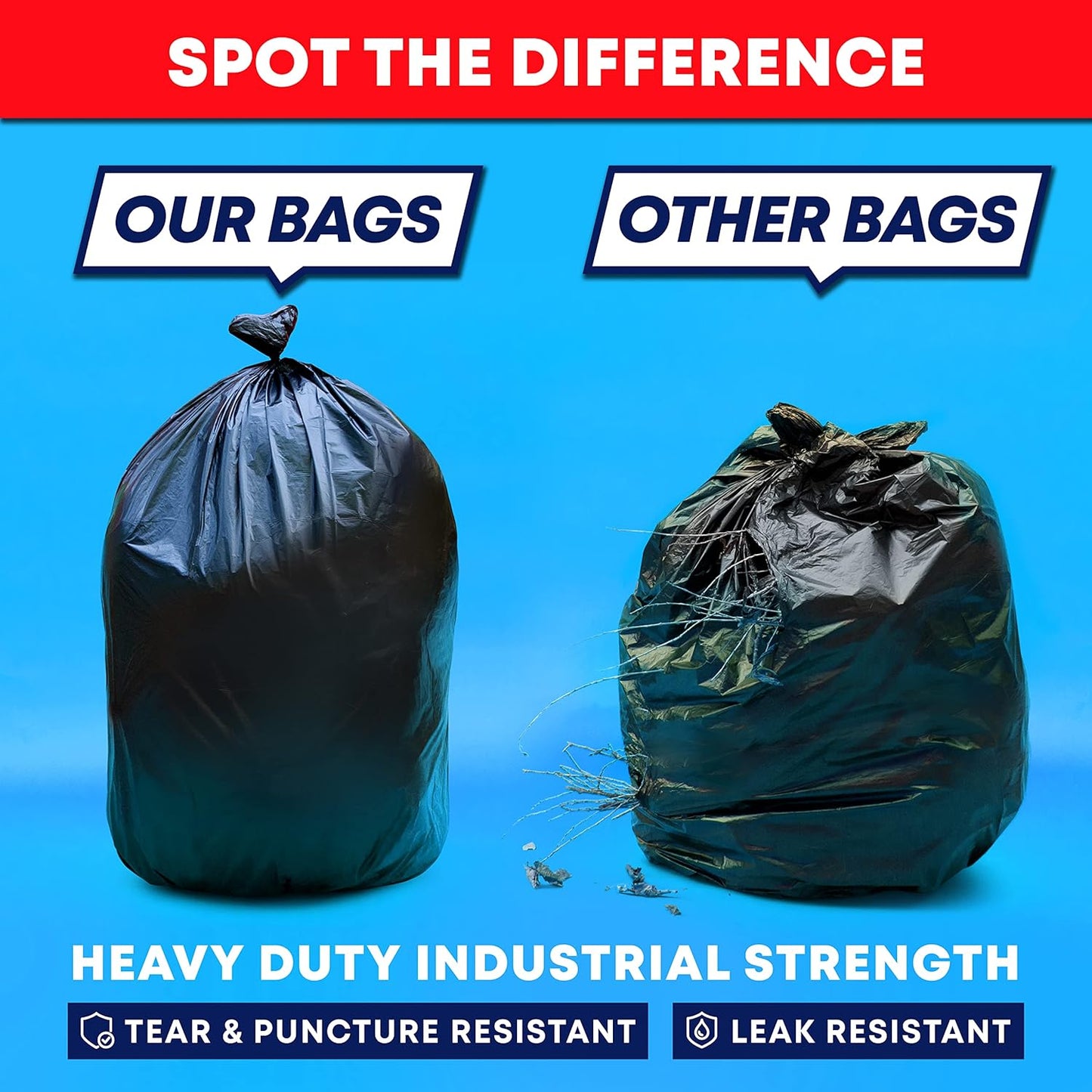 Veska 95-96 Gallon Trash Bags Heavy Duty (Huge 50 Bags W/Ties) 95-96 Gallon Trash Bags Large Black Heavy Duty Can Liners, Large 90-100 Gallon Garbage Can Liners