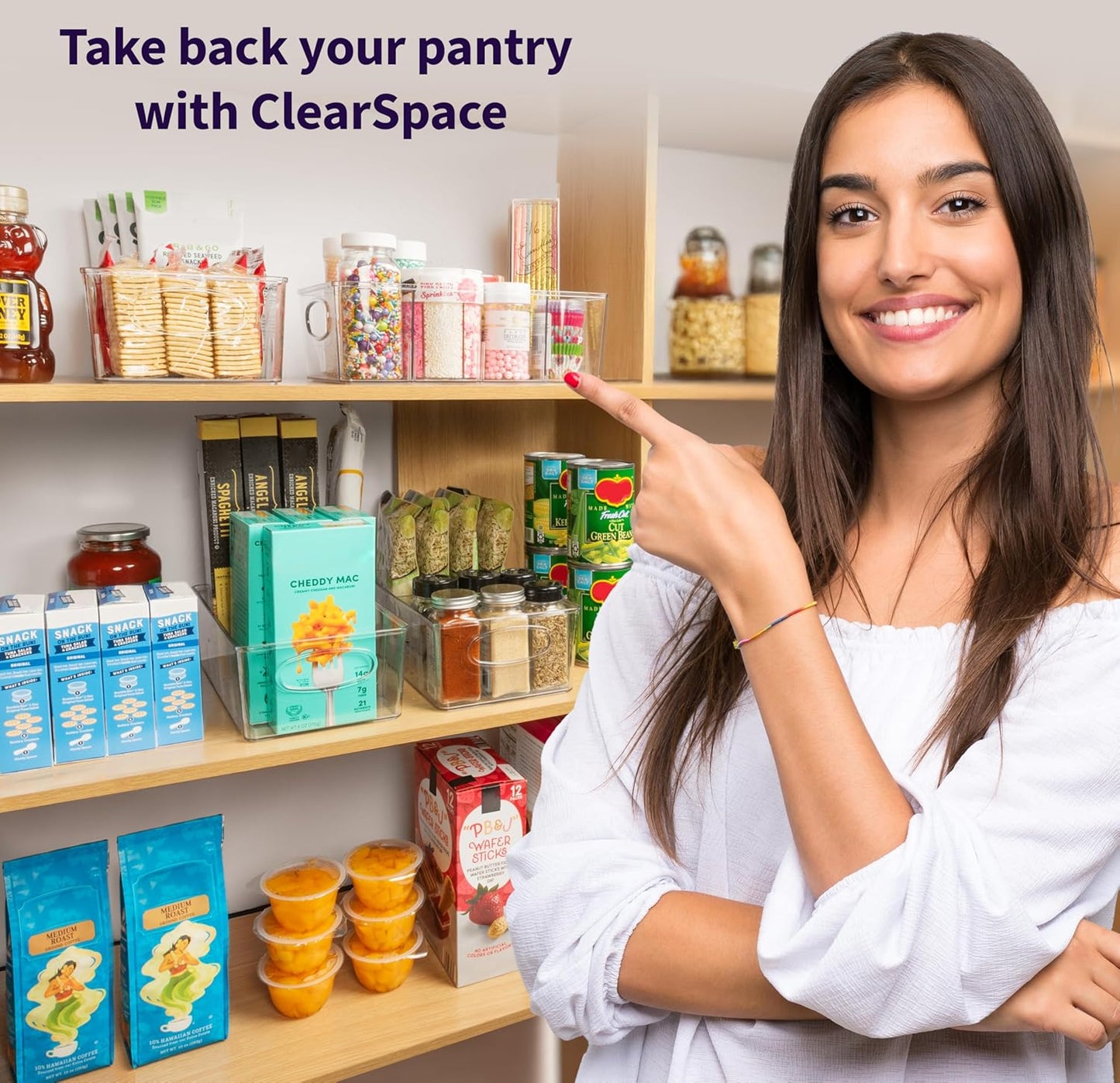Pantry Organizers and Storage and Cabinet Organizer, 4 Pack - Kitchen Organizers and Storage, Great Fridge or Snack Organizer - Perfect in Refrigerator or Cupboard Shelf