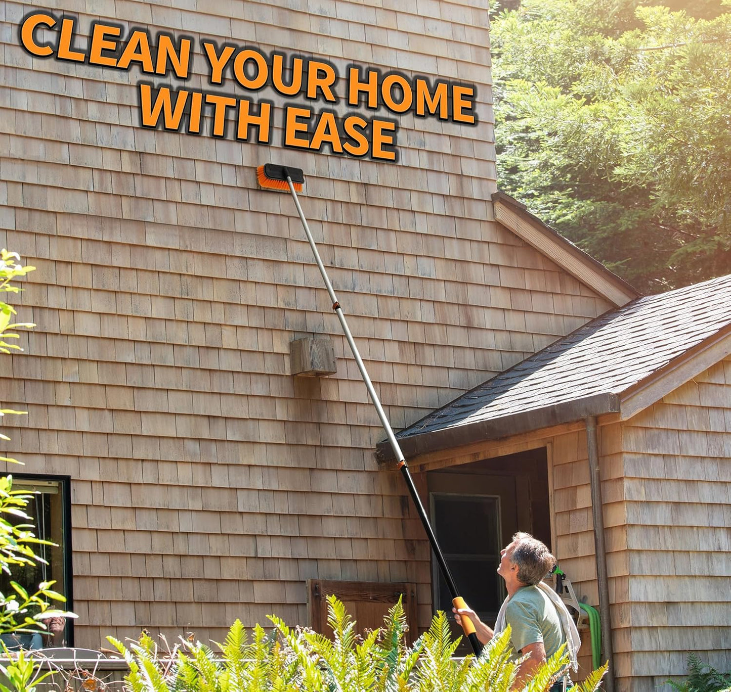 30 Foot High Reach Telescoping Duster Kit and Vinyl Siding Brushes with 5-24 ft Extension Pole // High Ceiling Cleaning and Window Washing kit // Exterior & Interior House and Gutter Cleaning Brush