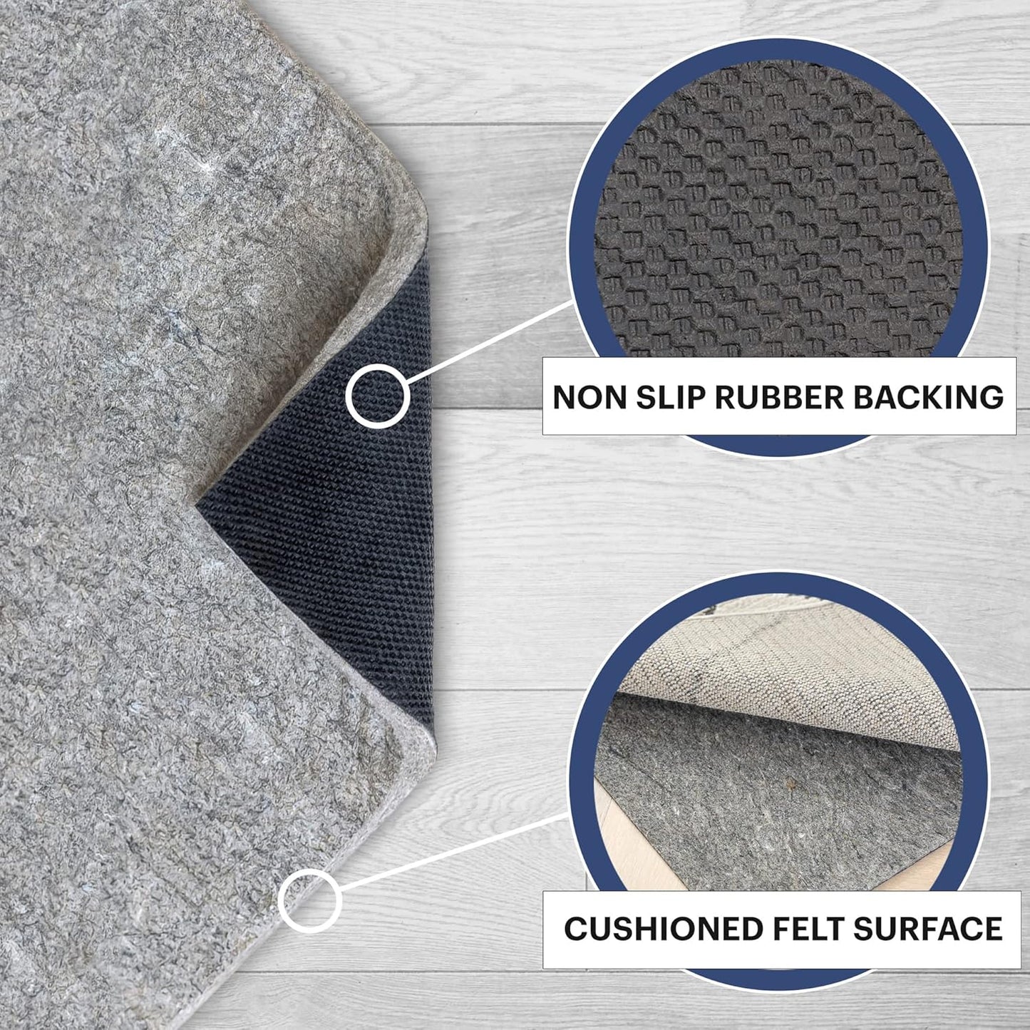RUGPADUSA - Dual Surface - 7'10" x 10' - 3/8" Thick - Felt + Rubber - Enhanced Non-Slip Rug Pad - Adds Comfort and Protection - for Hard Surface Floors