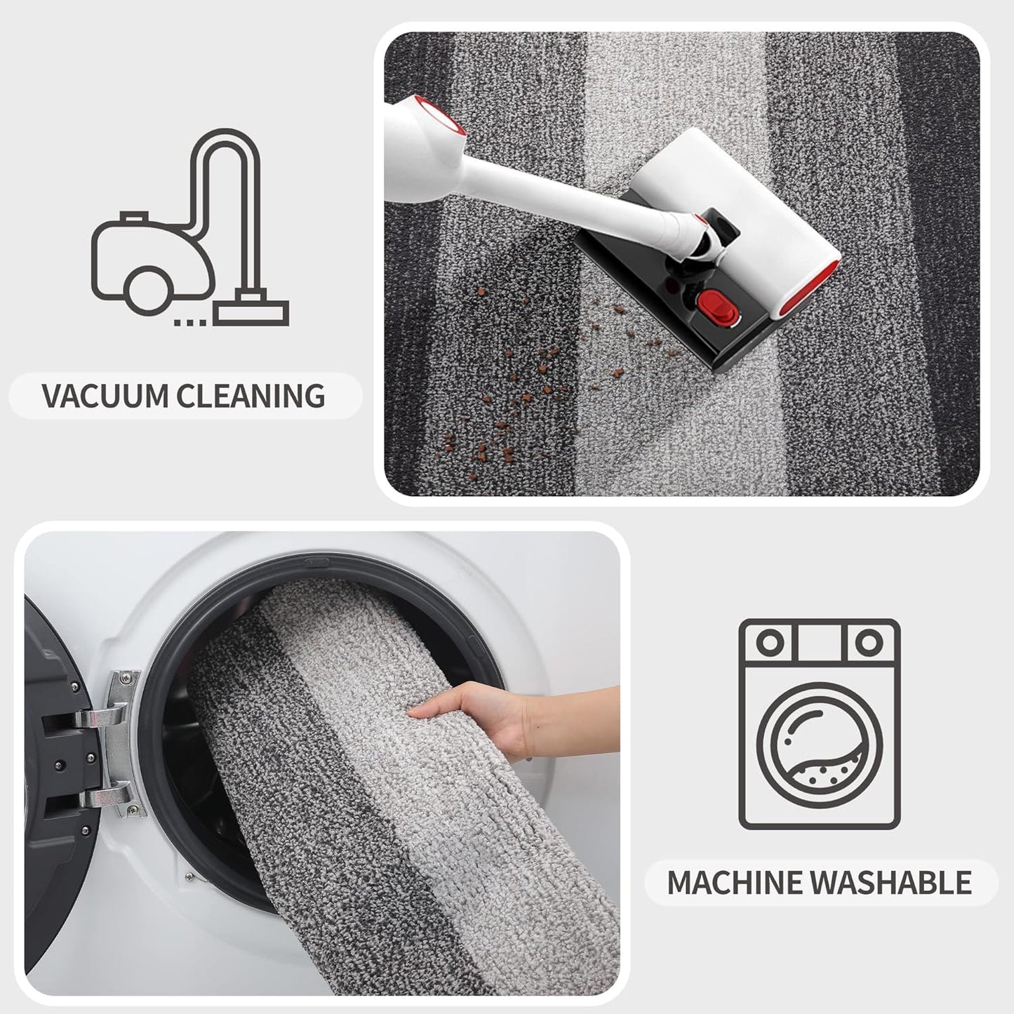 Kitinjoy Indoor Outdoor Door Mat, 30x17 Non-Slip Absorbent Dirt Trapper, Low-Profile Washable Inside Entrance Front Floor Mat, Sturdy Soft Entry Doormats for Entryway, Grey