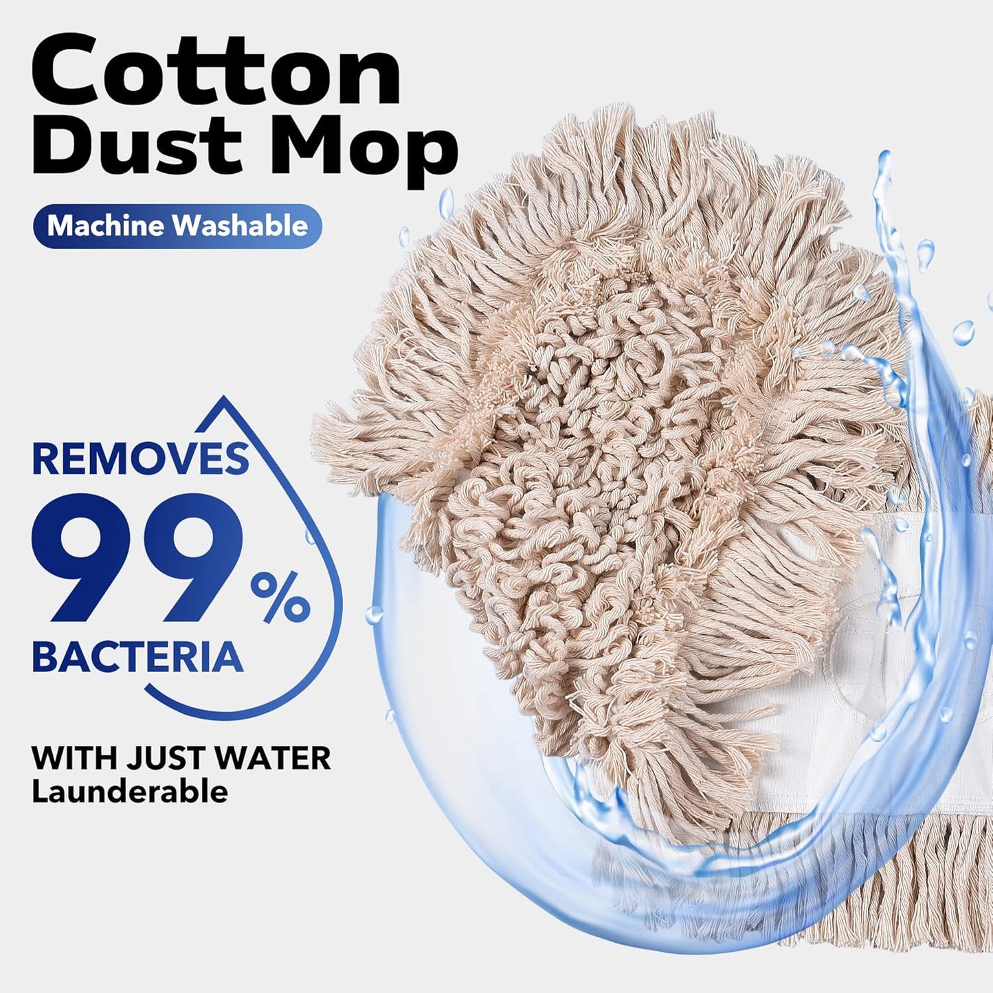 Matthew Cleaning 24'' Cotton Dust Mop Refill Washable Thick Tufted Replacement Heads for Residential & Commercial Use Fit All 24'' Dust Mop Frames, Hardwood, Laminate, Concrete Floors 3 Pack