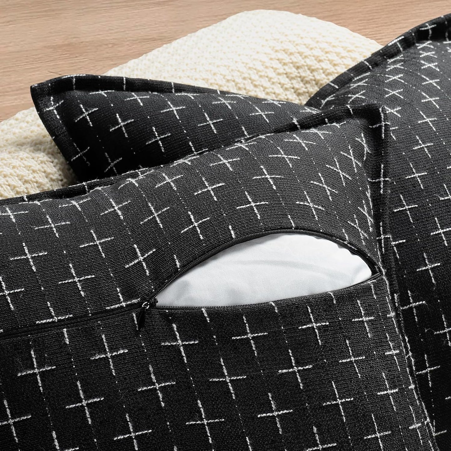 ZWJD Pillow Covers 22x22 Set of 2 Soft Polyester Textured Pillow Covers with Stylish Flange Edge Cozy Farmhouse Throw Pillows for Couch Bed Sofa Living Room