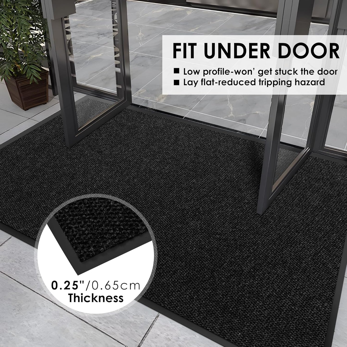 4′ x 18′ Front Door Mat Indoor Outdoor Entrance, Commercial Floor Mat Heavy Duty Dirt Trapper Entryway Doormat, Custom Size Non Slip Rubber Backing Welcome mat, Door Mat for High Traffic Area
