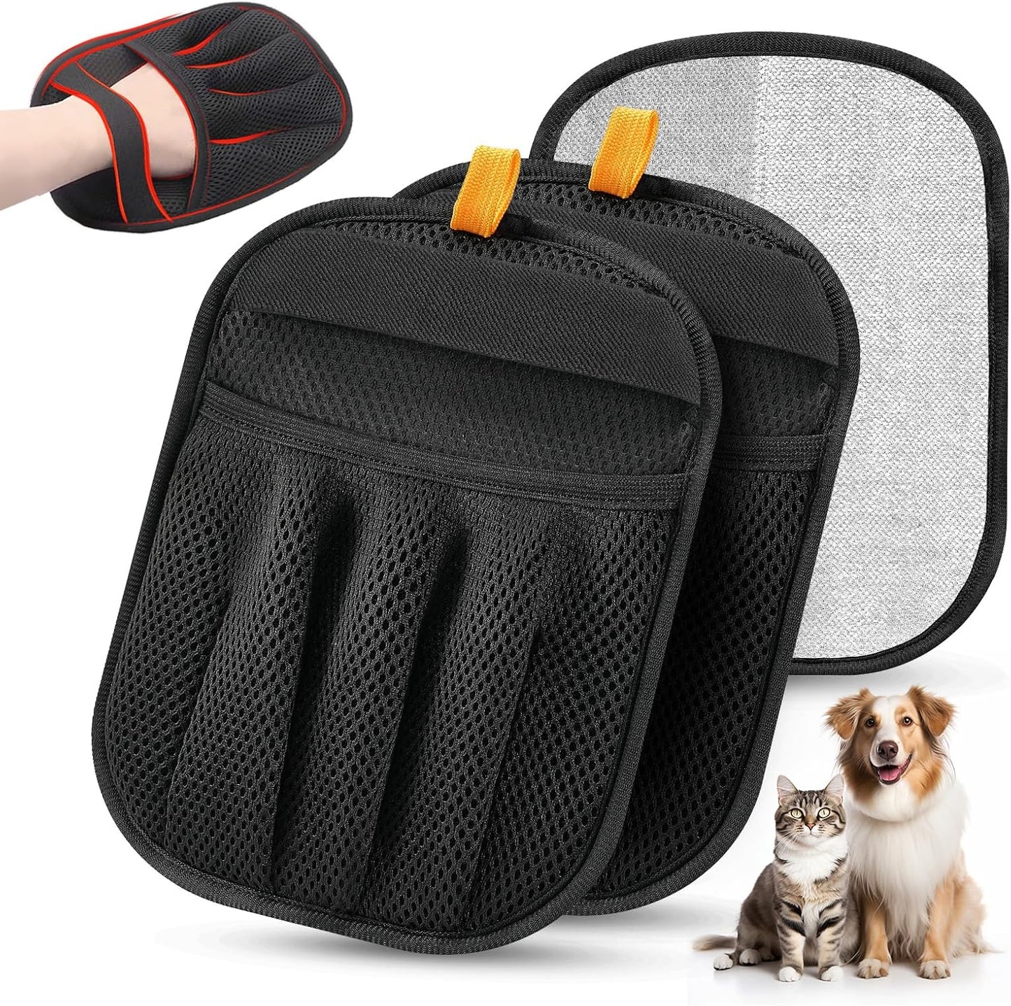 2Pcs Pet Hair Removal Glove for Cats & Dogs, 2025 Newly Upgraded Five-Finger Electrostatic Pet Hair Gloves, Reusable Pet Hair Remover Tool for Couch, Clothing, Car Seat,Carpet